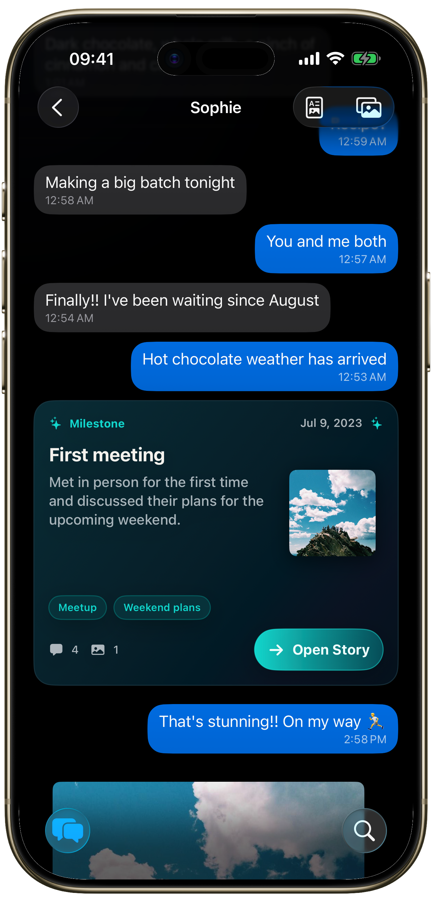 Conversation Stories with receipts
